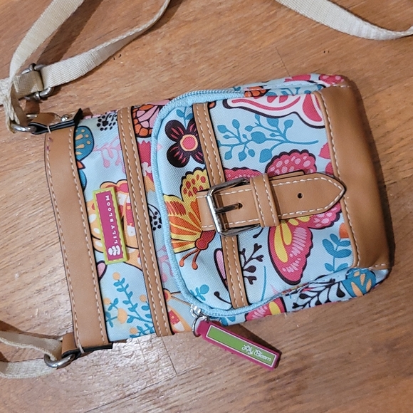Lily Bloom Handbags - Lily Bloom Mini Crossbody Cell Phone Bag Floral Butterfly Pattern NWOT